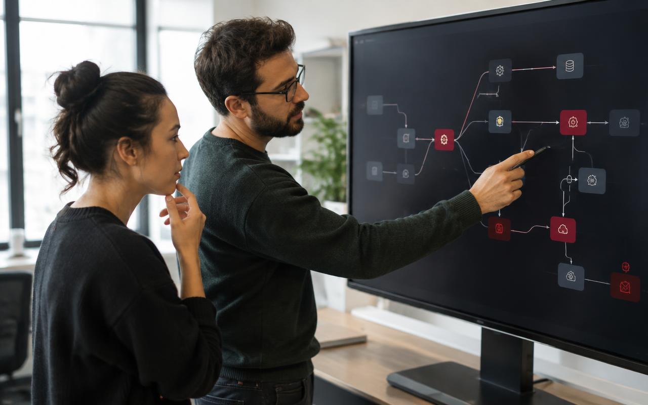 Connected nodes forming an agent decision loop