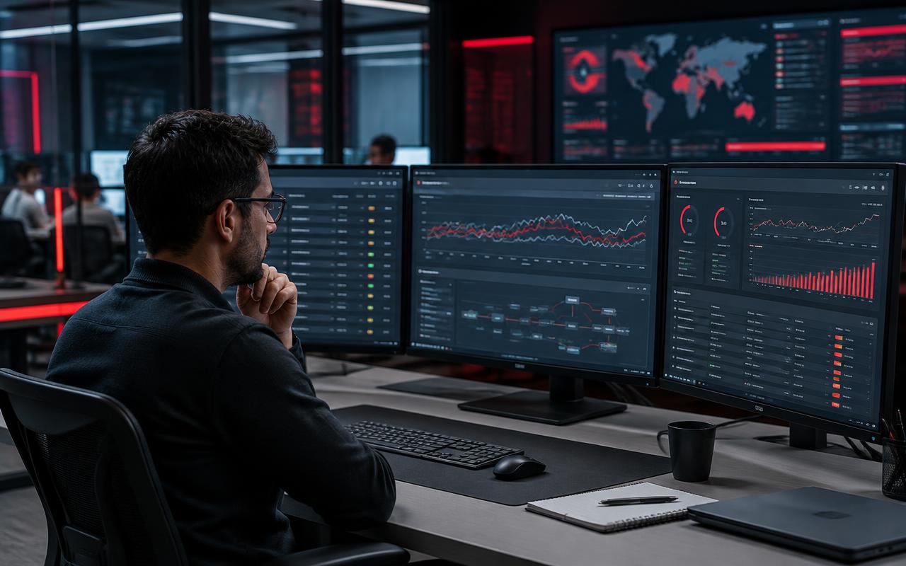 Dashboard panels with monitoring graphs